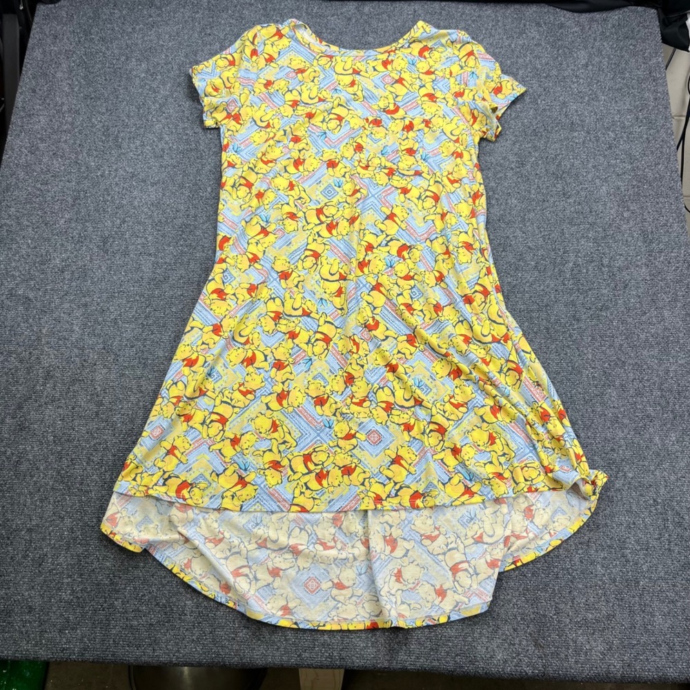 LuLaRoe Disney Winnie the Pooh Yellow High Low Pocket T-Shirt Dress